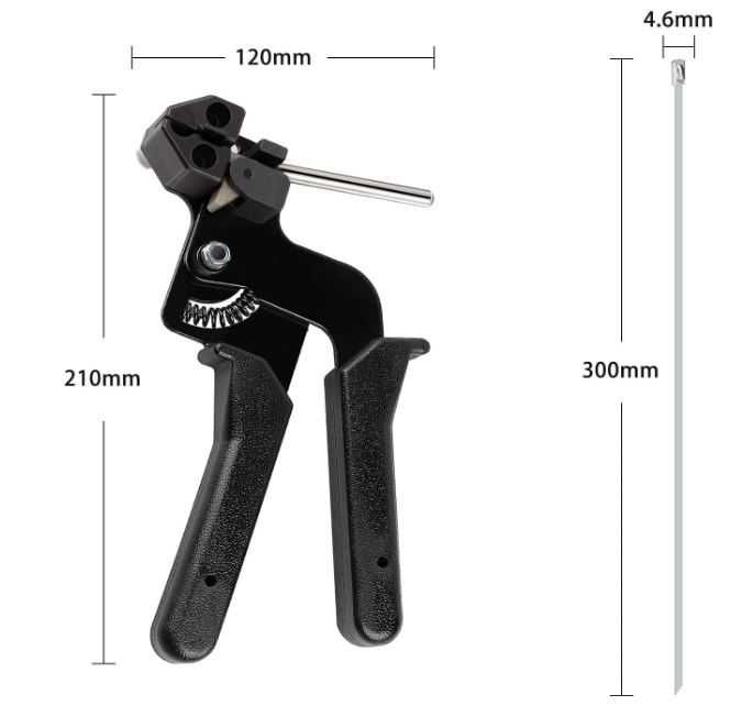 Zaciskarka do opasek kablowych ze stali nierdzewnej, opaski 4,6x300mm,