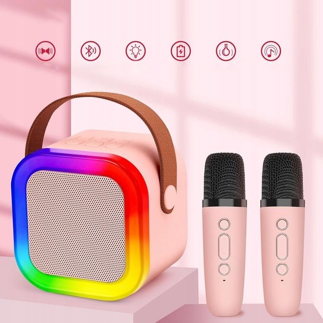 Портативна бездротова акумуляторна Bluetooth акустична колонка-караоке