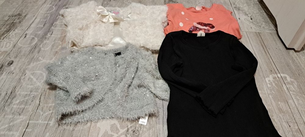 Zestaw ubrań dla dziewczynki 110/116 zara h&m sukienki bluzki legginsy