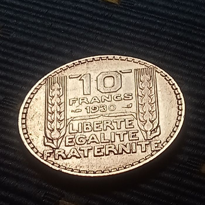 moeda prata  10 francos franca 1930