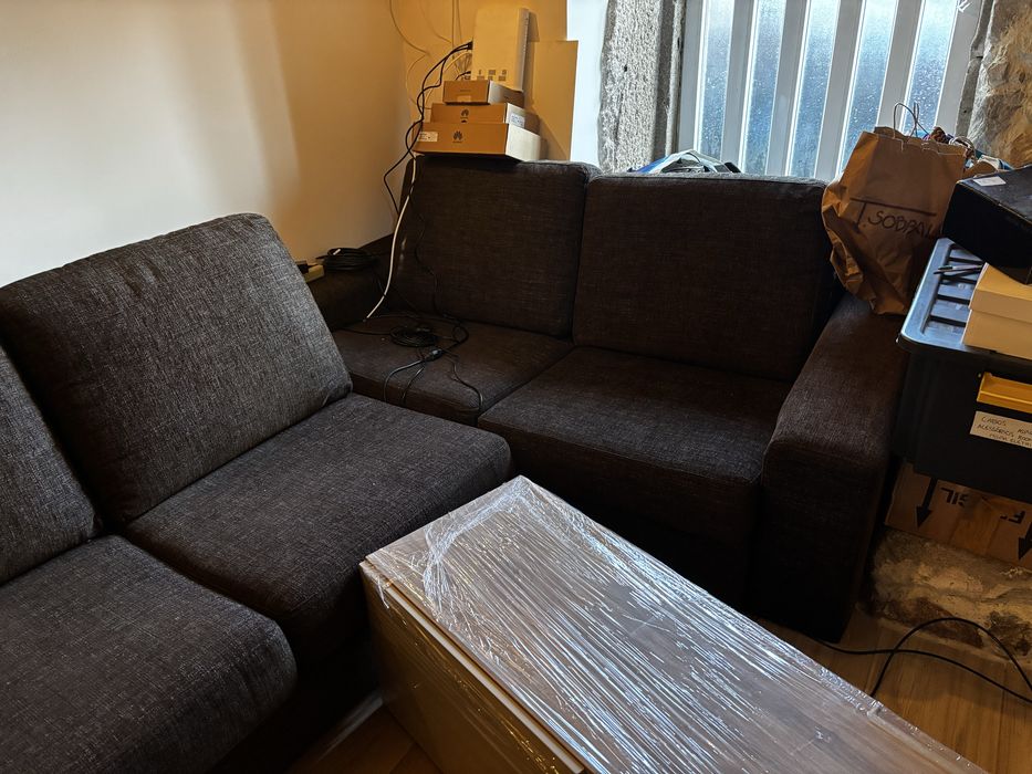 Sofá modular 5 lugares cinzento escuro – excelente estado