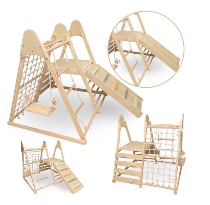 Domowy plac zabaw, zjeżdżalnia, tor wspinaczkowy, drabinki