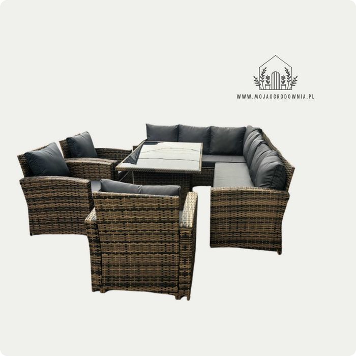 Wypoczynek ogrodowy /Narożnik + fotele / Technorattan/ 9 os / 4 kolory