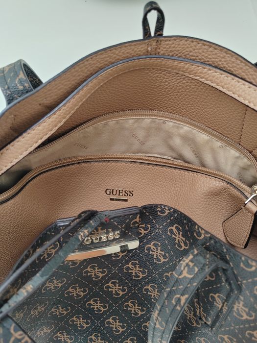 Mala Guess Shopper castanha original com bolsa interior
