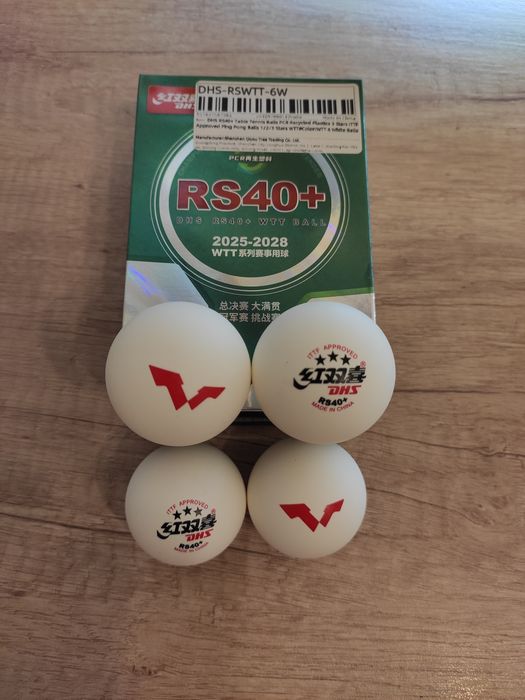 Мячи DHS RS40+, 3*** ITTF WTT для настольного тенниса
