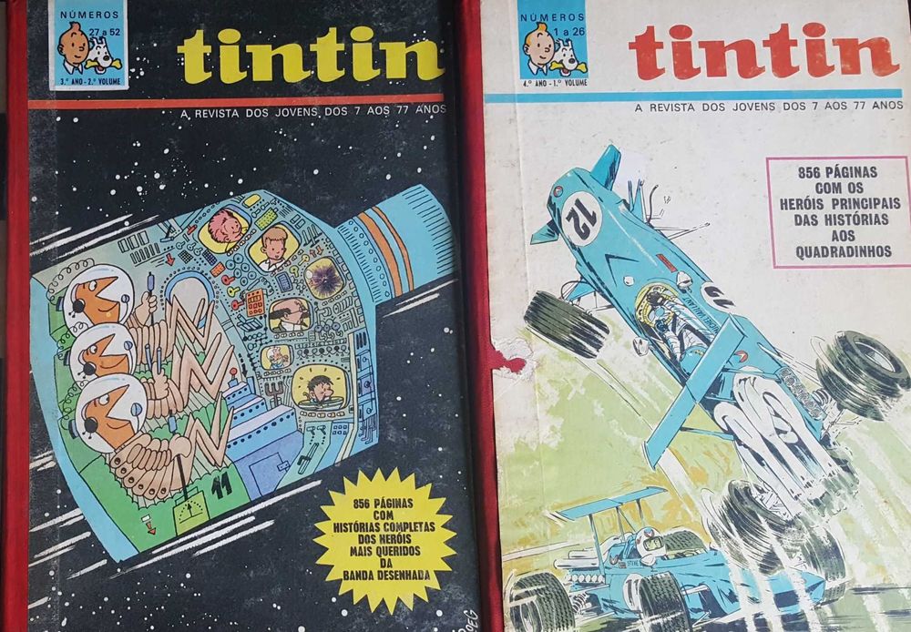 2 Livros encadernados da revista Tintin: Nº6-3ºAno e Nº7-4ºAno Anos 60