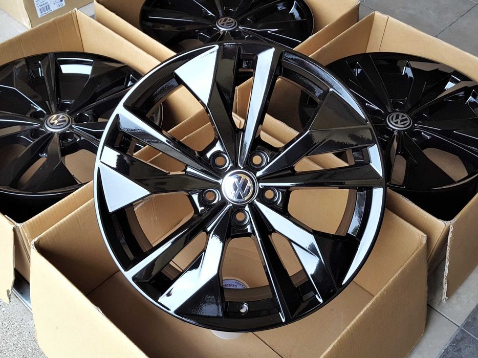 Alufelgi 18 5x112 VW Golf Passat Tiguan Jetta Touran Caddy T-Roc Nowe Oryginalne Czarne ! 722#
