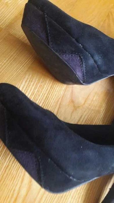 Szpilki czarne zamszowe platforma 37 buty czółenka