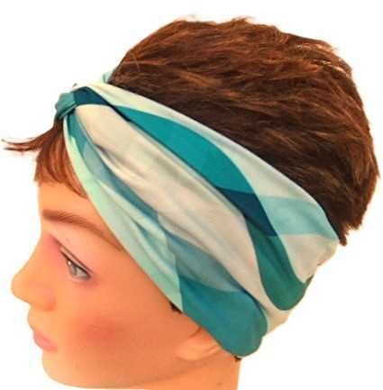 / wiosna- lato / bawełniana opaska na głowę biała z elementami zieleni