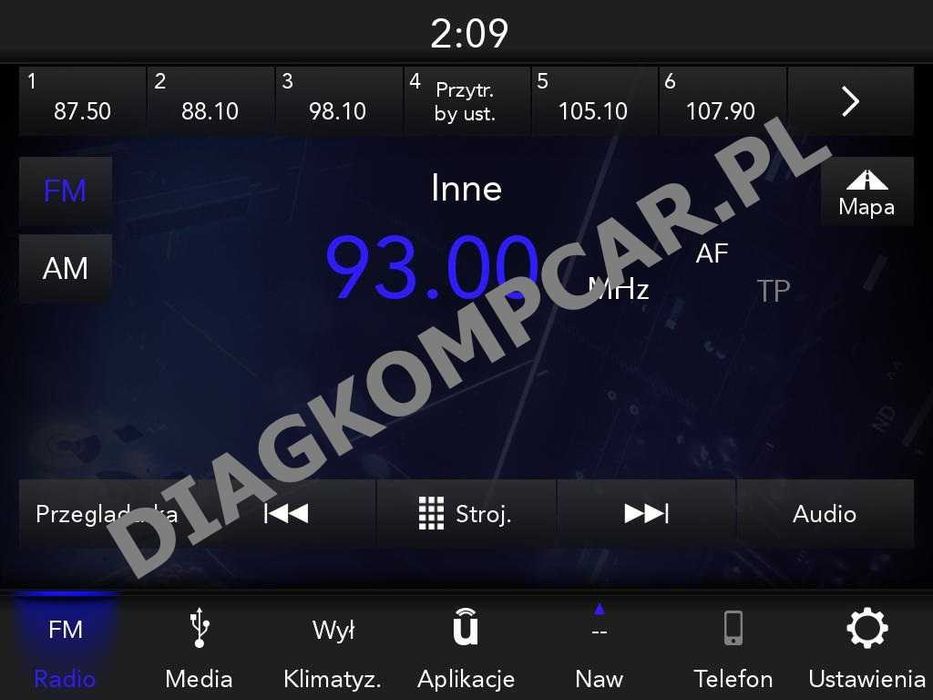 Polskie Menu Uconnect Chrysler Dodge Jeep Maserati