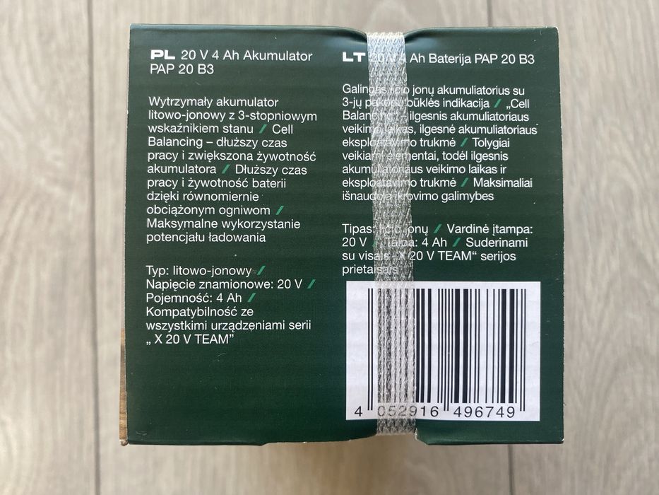 Nowa Bateria Akumulator Li-Ion Parkside 20V, PAP 20 B3 4Ah