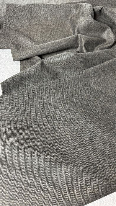 OKAZJA! Tkanina wełniana, jodełka, brąz, na metry, kupon