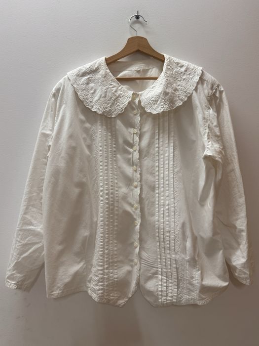 Biała koszula vintage biała koszula z dużym kołnierzem XL bawełna