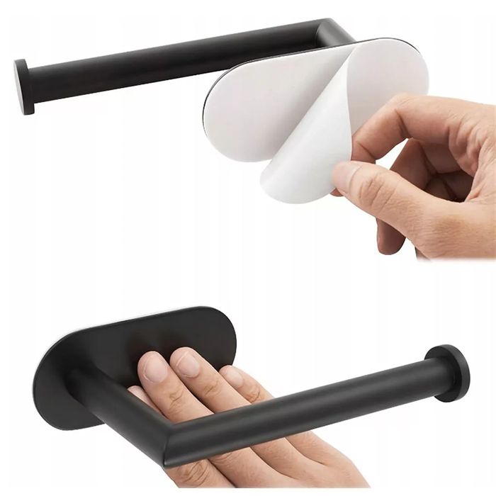 uchwyt na papier toaletowy czarny samoprzylepny