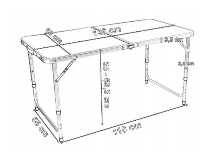 Składany STOLIK TURYSTYCZNY + 4 krzesła w zestawie, pod namiot, biwak