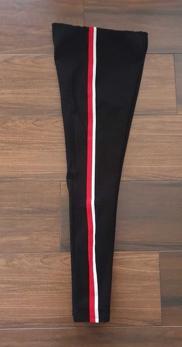 Legginsy stradivarius czarne z lampasami 38 40  m/l
