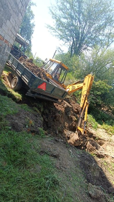 Usługi koparko ładowaką mini koparką z transportem