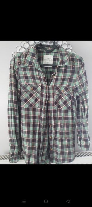 Koszula oliwkowa w kratę z dżetami H&M L.O.G.G