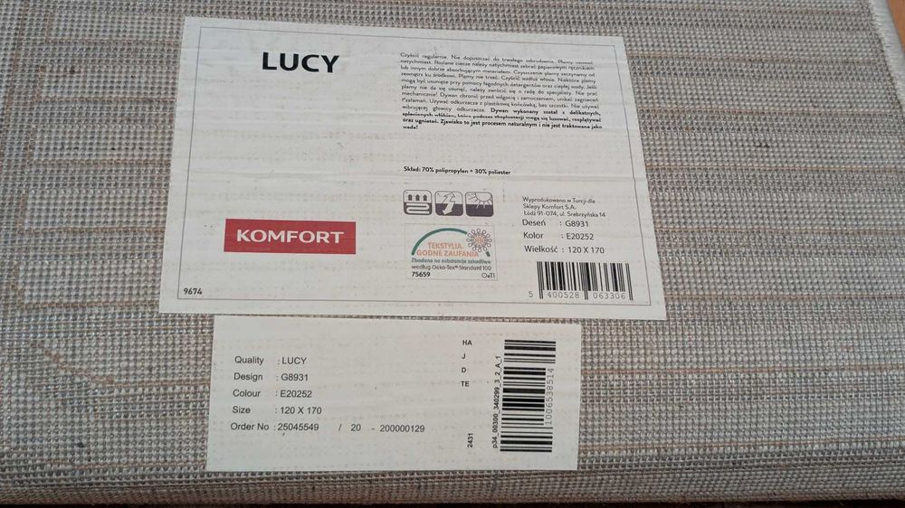 Nowoczesny Dywan KOMFORT Lucy 120x170 cm - Beżowy Ecru