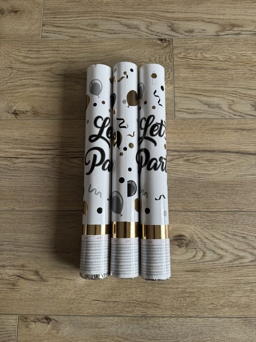 Nowe złote zestaw 3 sztuki konfetti tuby Let’s Party! Pepco