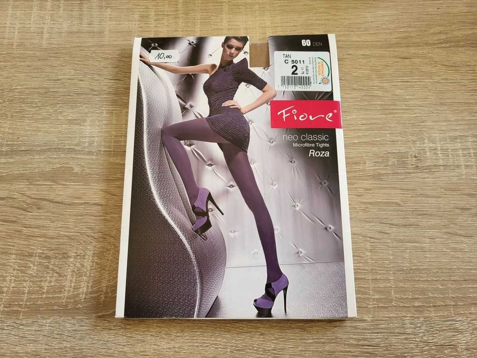 Beżowe (Tan) ciepłe rajstopy microfibra 60 den ROZA 2/S Fiore - 3 pary