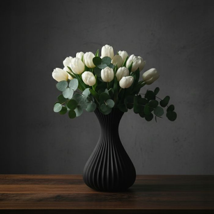 Wazon Duży Kielich Beżowy 23cm na Kwiaty LEGO ICONS Bukiet Czarny Boho