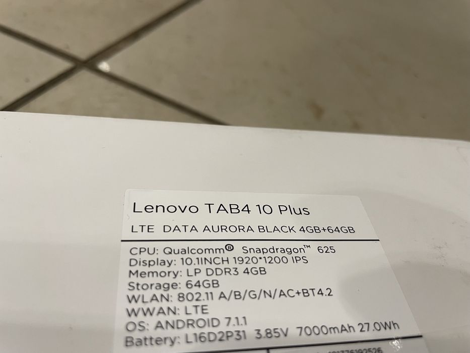 Lenovo Tab 4 10 Plus TB-X704l 4gb 64gb android 7.1 czarny