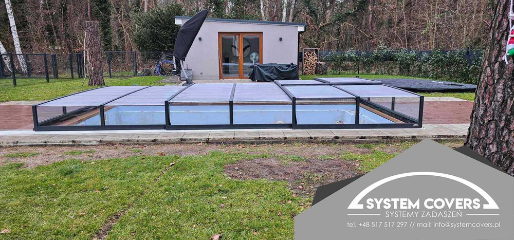 Zadaszenie basenowe basenu przykrycie 370 x 640 x 55 cm