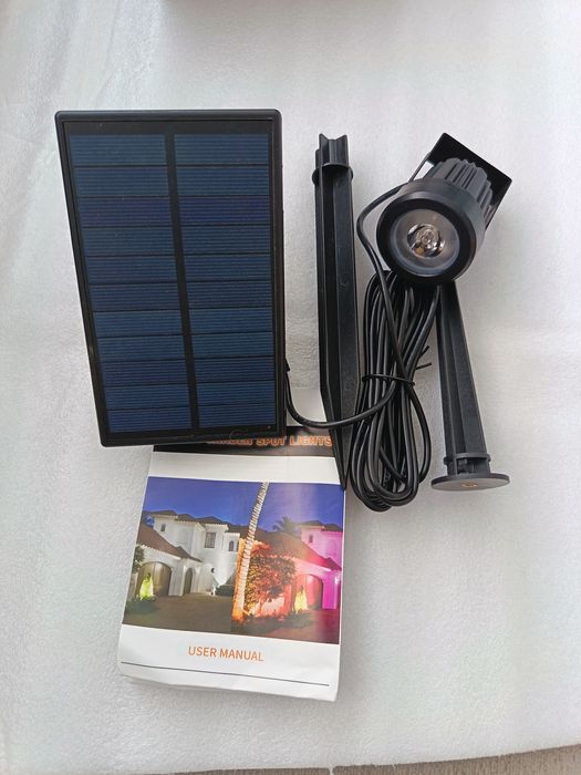 Solarny Reflektor Ogrodowy LED RGB / White – Lampa Punktowa typu Spot + Panel