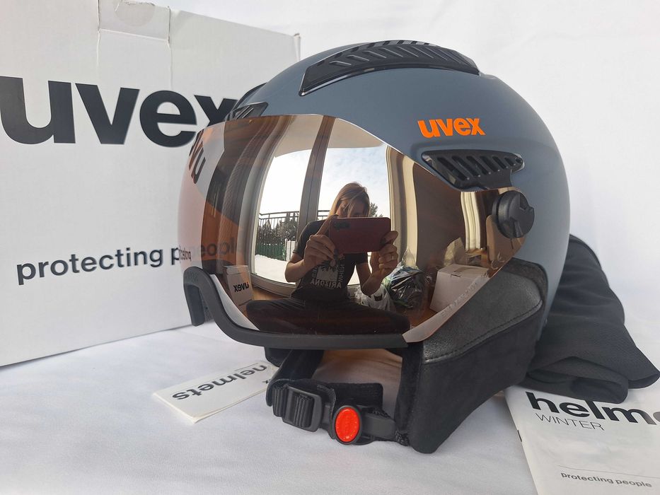 Kask narciarski Uvex HLMT 600 Visor Dark Slate Orange Mat M 55-57cm