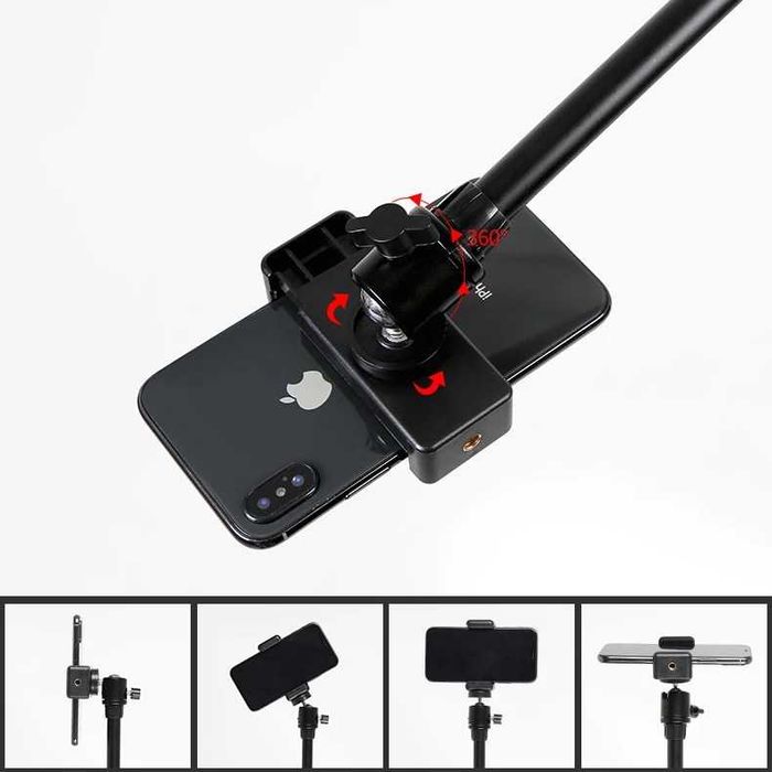 Штатив стійка журавель посилений для телефону/кільцевої лампи горизонт