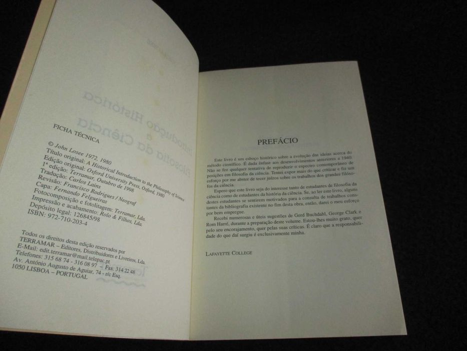 Livro Introdução Histórica à Filosofia da Ciência John Losee