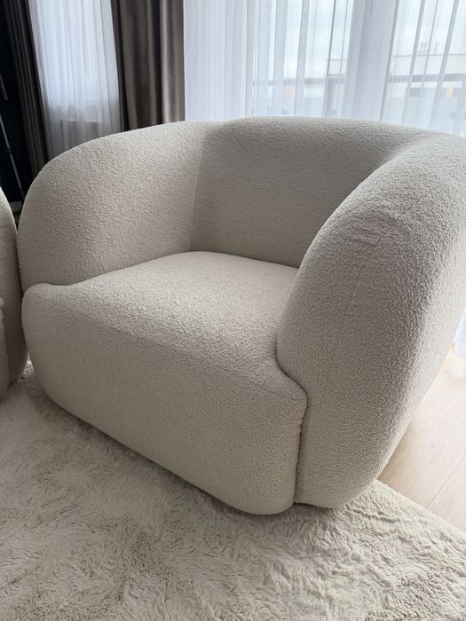 Sofa i fotel boucle zestaw wypoczynkowy