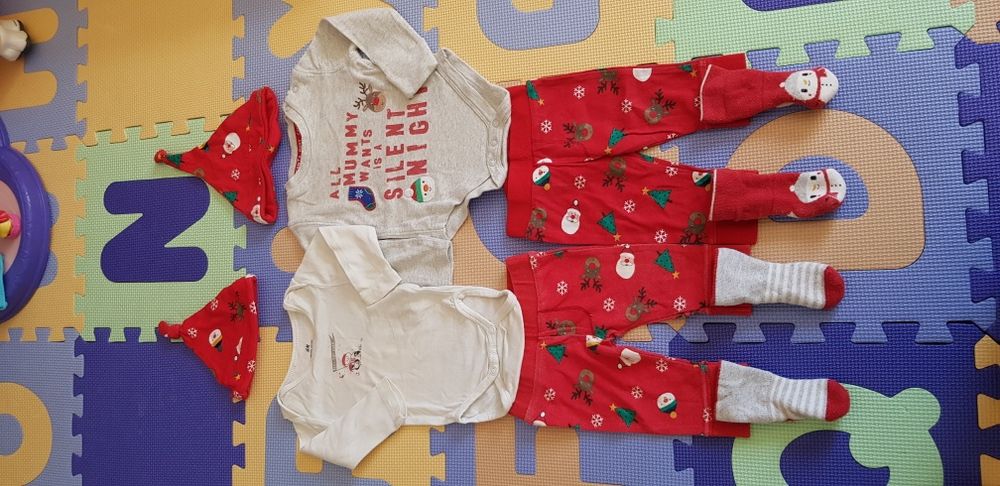 Zestaw Mikołaj body spodenki hm f&f 62 świąteczny bliźniaki