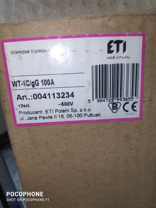Bezpiecznik mocy WT-1 C 100A gG/gL