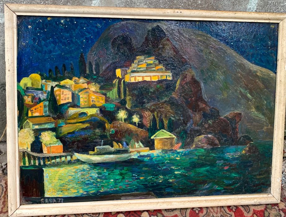 Большая Картина Маслом на Картоне 70х годов