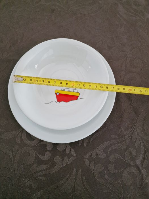Conjunto Pratos Porcelana Barcos Criança