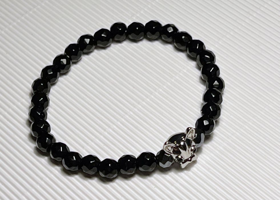 Bransoletka Handmade Buldog francuski Buldożek agat