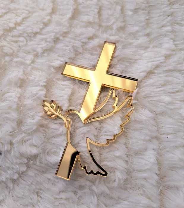 Krzyż topper na bok tortu chrzest komunia dekoracje na tort