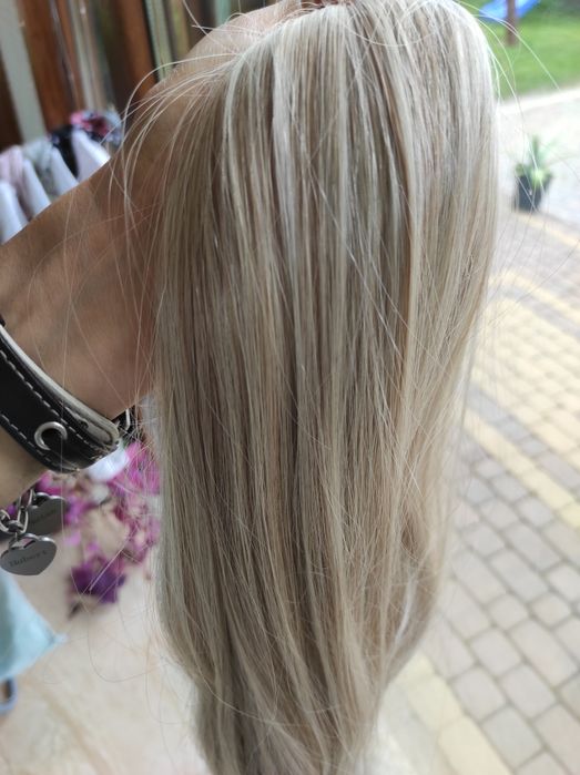 Włosy na keratynę 65 cm zimny blond