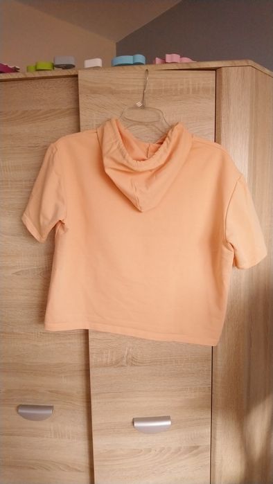 Bluza dziewczęca z kapturem pomarańczowa rozmiar 164