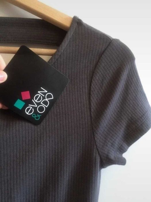 Even&Odd sukienka midi dzianinowa prążkowana szara M 38 tos bodycon