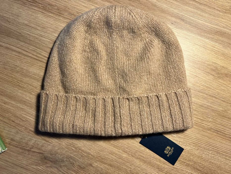 Czapka kaszmirowa Howard London 100% kaszmir beżowa beige