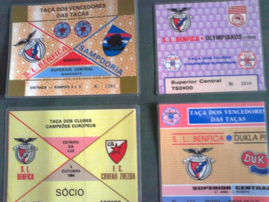 SLB / Benfica - Bilhetes de Futebol antigos (plastificados)