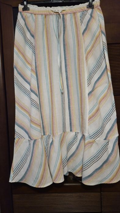 Spodnica maxi lniana pastelowa 42-44