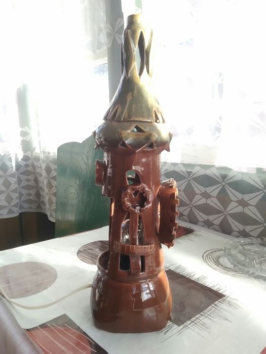 Lampka ozdobna - glina wypalana szkliwiona