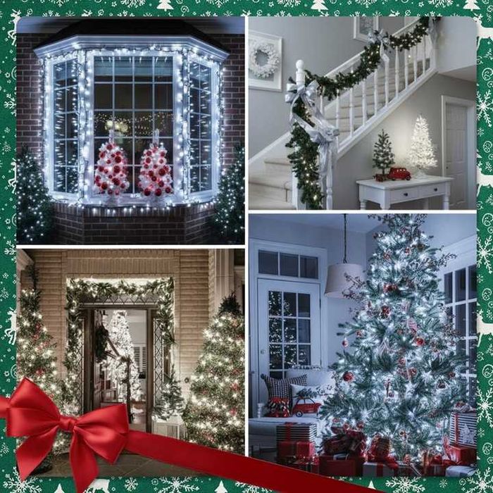 Lampki Choinkowe 500 Led | 35m Białe Zimne Świąteczne 8 Trybów