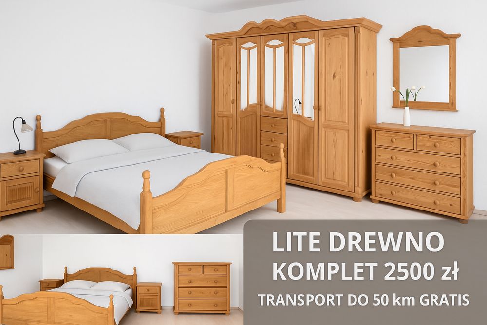 Sprzedam komplet mebli sypialnianych – lite drewno