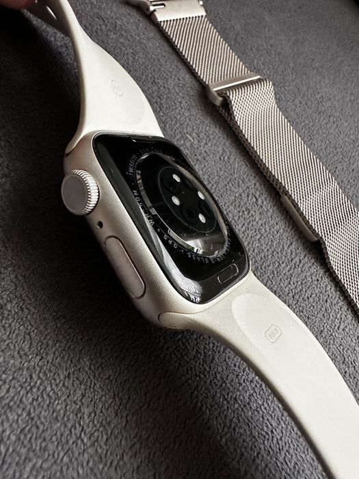 Apple Watch Series 9 41mm Starlight + Bransoleta UNIQ Mesh | Zestaw