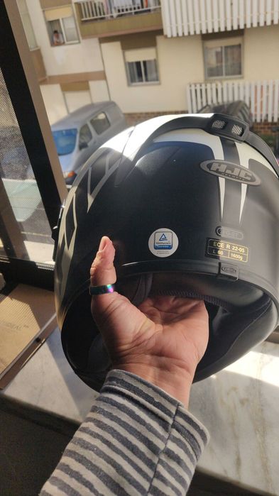 Capacete HJC preto e branco  L, fecho DD
